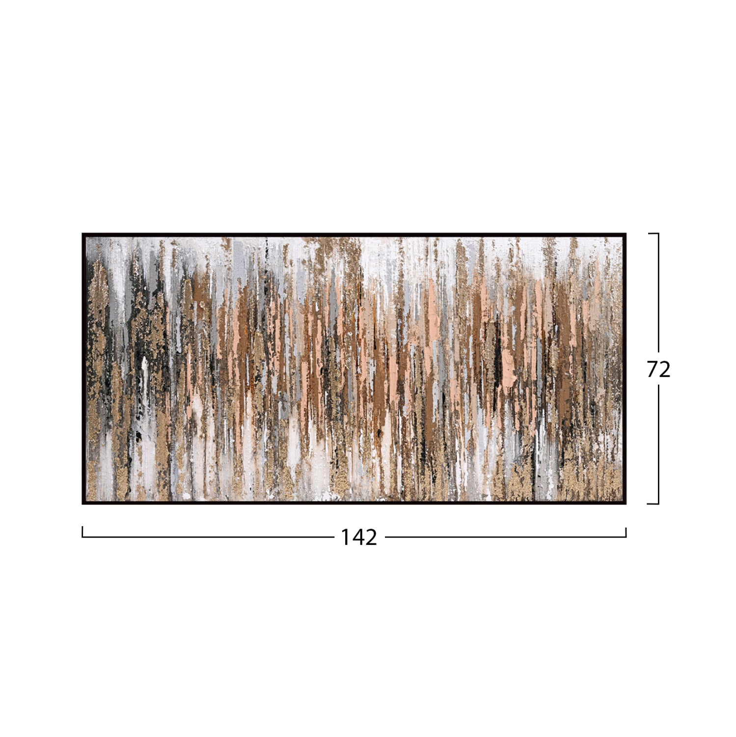 WALL PAINTING SEDIMENT HM4574.01 BLACK PS FRAME-CANVAS 142x4.5x72Hcm.