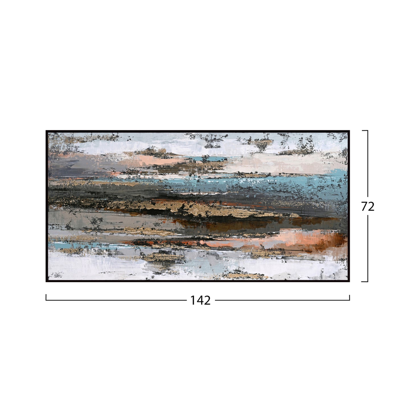 WALL PAINTING SEDIMENT HM4575.02 BLACK PS FRAME-CANVAS 142x4.5x72Hcm.