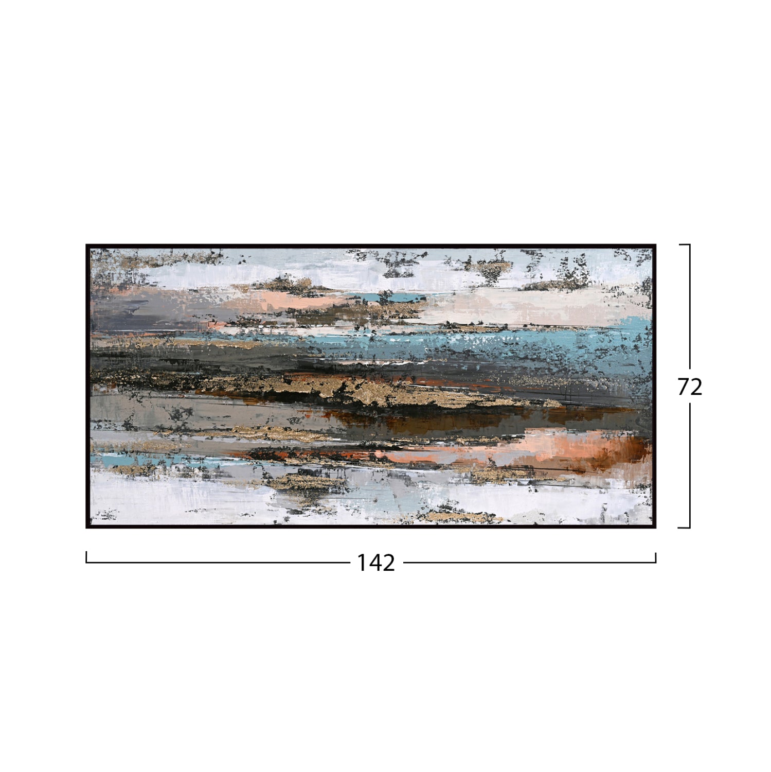 WALL PAINTING SEDIMENT HM4575.02 BLACK PS FRAME-CANVAS 142x4.5x72Hcm.