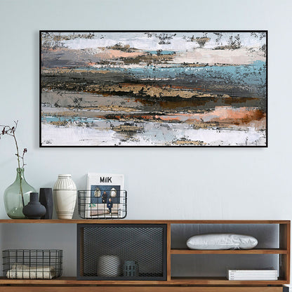 WALL PAINTING SEDIMENT HM4575.02 BLACK PS FRAME-CANVAS 142x4.5x72Hcm.