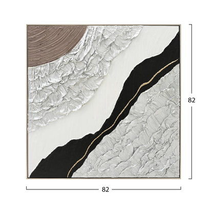 WALL PAINTING ABSTRACT (SQUARE) HM4553.01 BEIGE PS FRAME-CANVAS-HANDMADE 82x4.5x82Hcm.