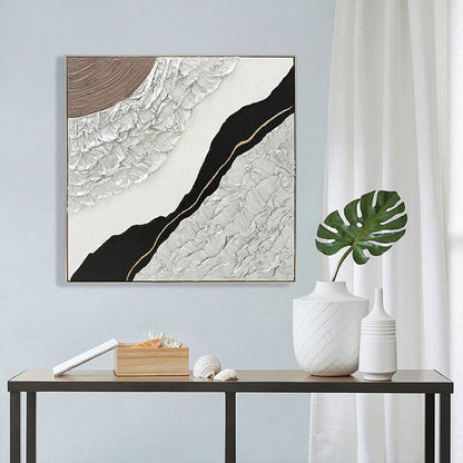 WALL PAINTING ABSTRACT (SQUARE) HM4553.01 BEIGE PS FRAME-CANVAS-HANDMADE 82x4.5x82Hcm.