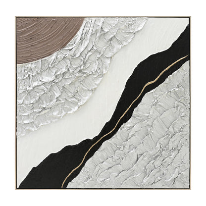WALL PAINTING ABSTRACT (SQUARE) HM4553.01 BEIGE PS FRAME-CANVAS-HANDMADE 82x4.5x82Hcm.