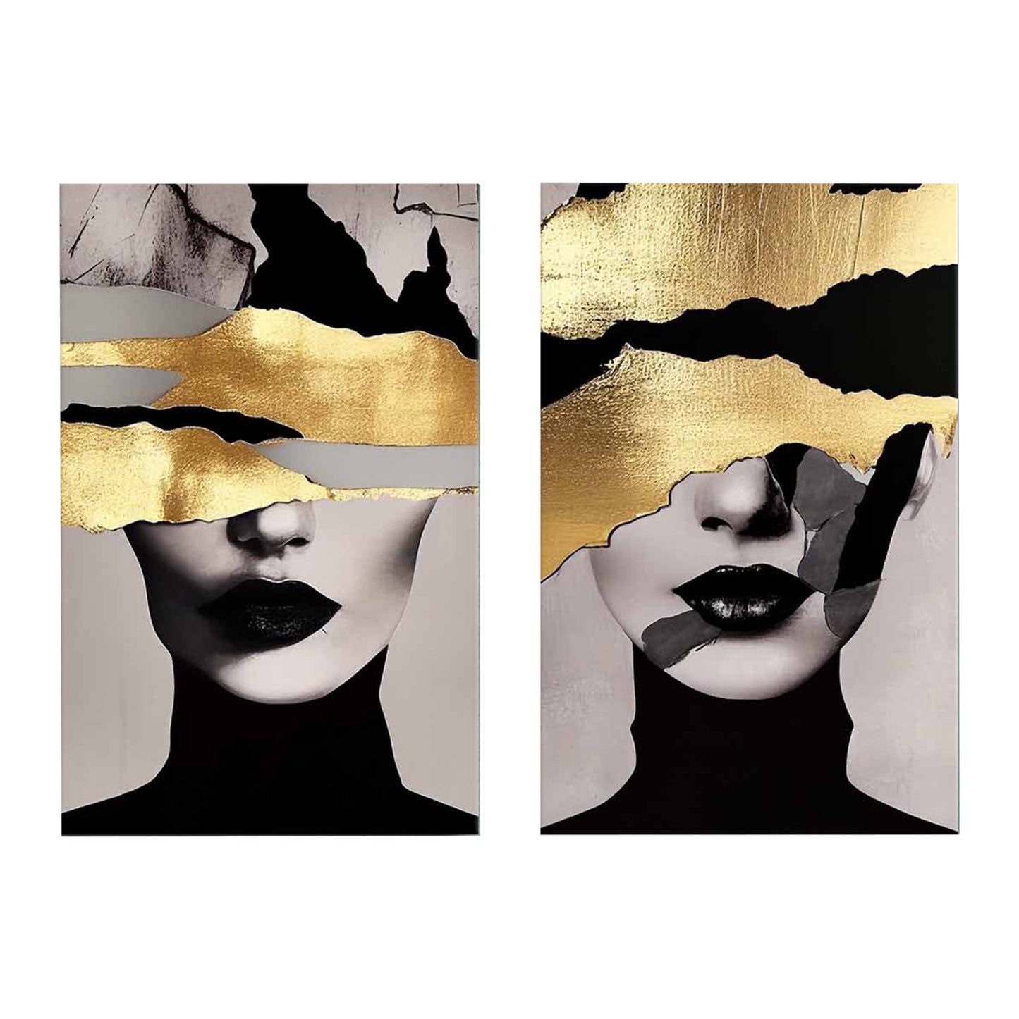 WALL PAINTING 2PCS SERIES GOBI HM4842 PRINTED CANVAS 45x2.8(thickness)x70Hcm.(x2)