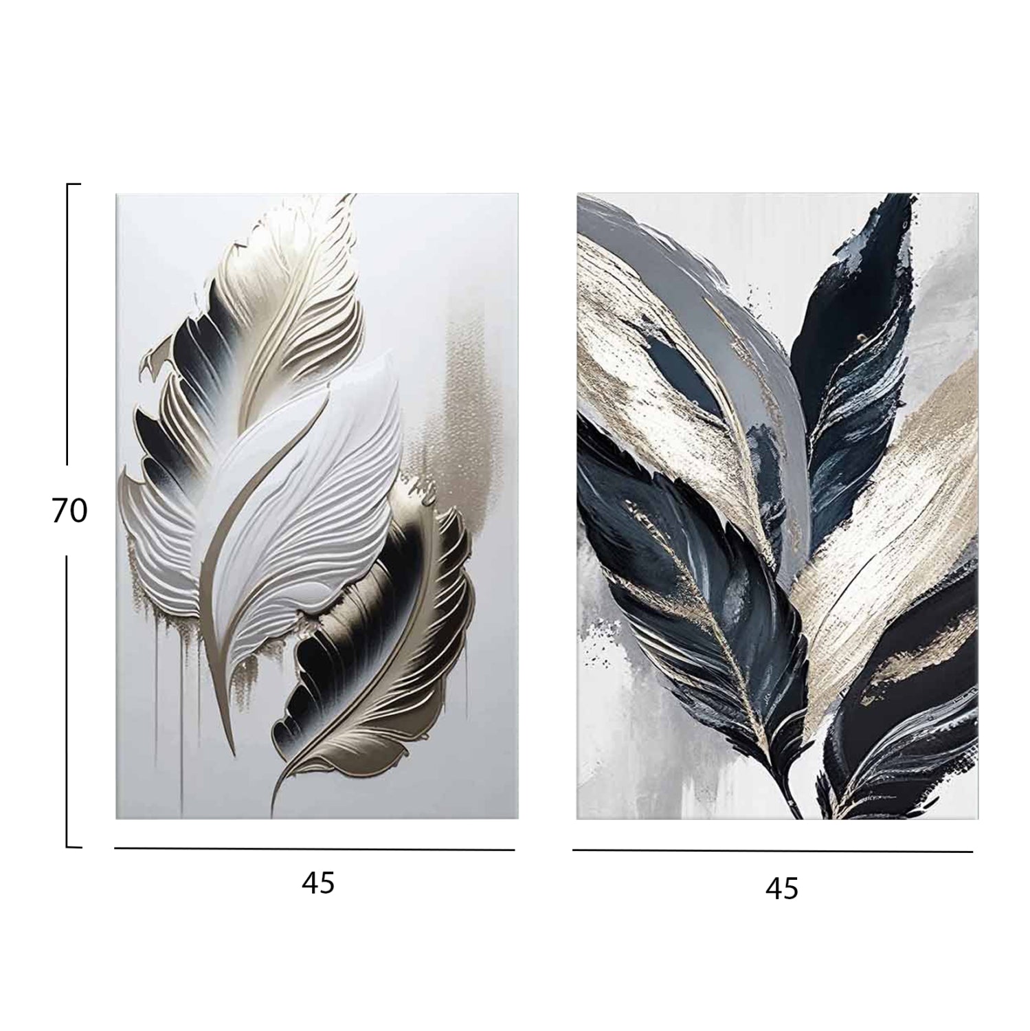 WALL PAINTING 2PCS SERIES GOBI HM4843 PRINTED CANVAS 45x2.8(thickness)x70Hcm.(x2)