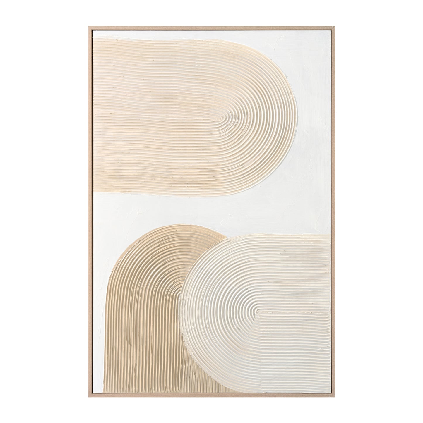 WALL PAINTING HM4536 WITH BEIGE PS FRAME-WHITE CANVAS HANDMADE 80x3,5x120Hcm.