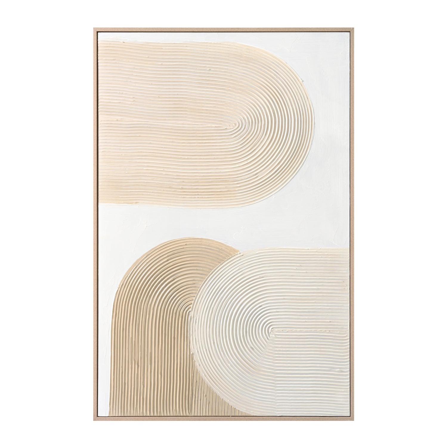 WALL PAINTING HM4536 WITH BEIGE PS FRAME-WHITE CANVAS HANDMADE 80x3,5x120Hcm.
