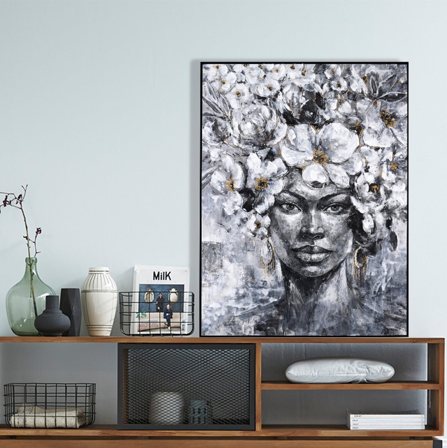 WALL PAINTING MARIP HM4545 BLACK PS FRAME-PRINTED CANVAS 92x4,5x122Hcm.