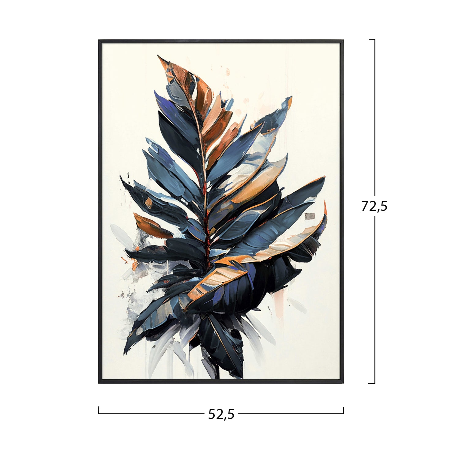 WALL PAINTING TROPICO HM4547.01 BLACK PS FRAME-PRINTED CANVAS WITH LEAVES 52.5x2.8x72.5Hcm.