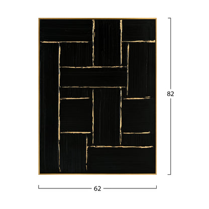 WALL PAINTING STELLON HM4550 BEIGE PS FRAME-BLACK CANVAS-HANDMADE 62x4,5x82Hcm.
