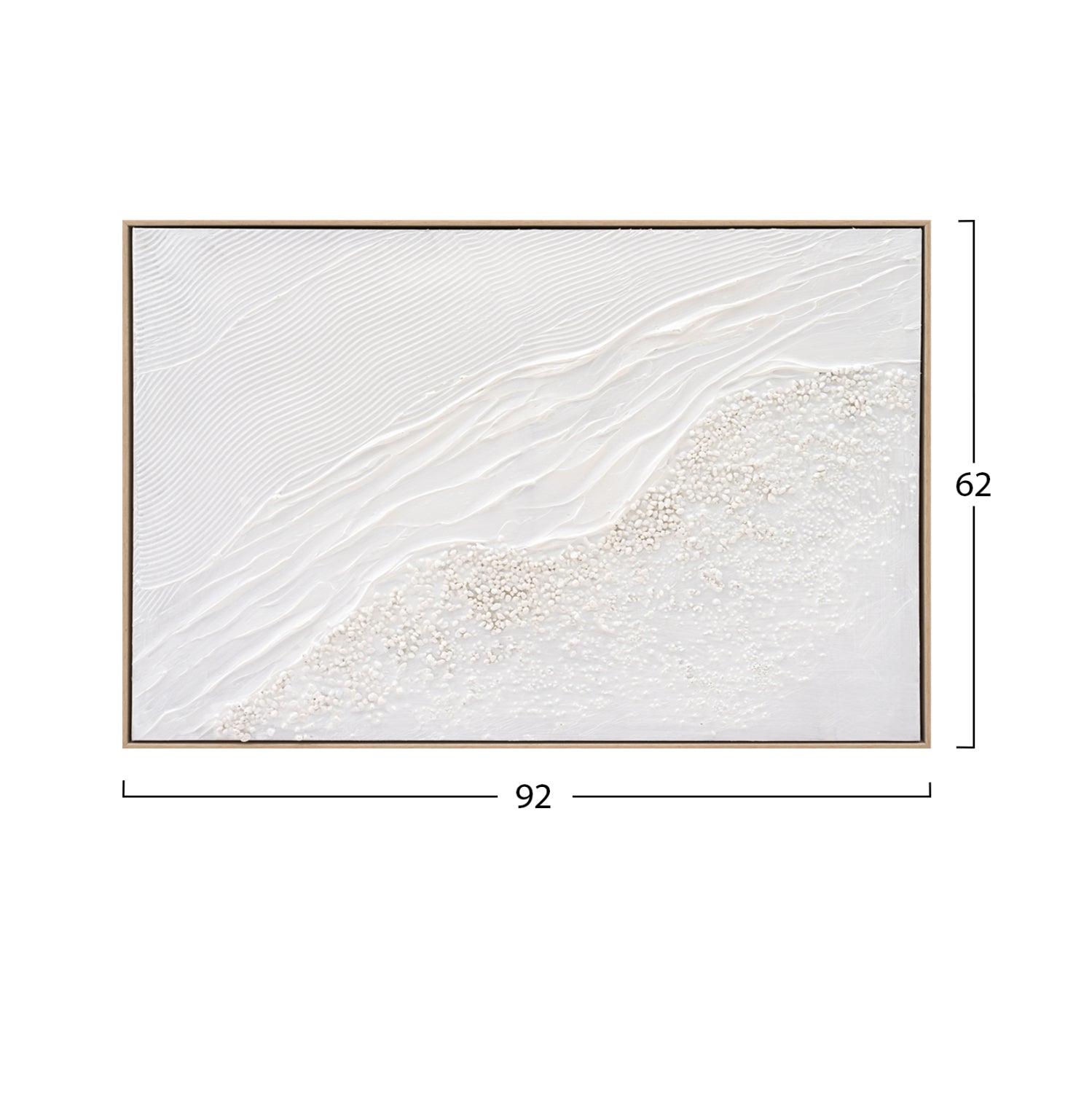 WALL PAINTING SEDIMENT HM4555 WITH BEIGE PS FRAME-CANVAS WITH SHADES OF WHITE 92x4,5x62Hcm.