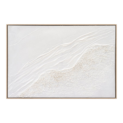 WALL PAINTING SEDIMENT HM4555 WITH BEIGE PS FRAME-CANVAS WITH SHADES OF WHITE 92x4,5x62Hcm.