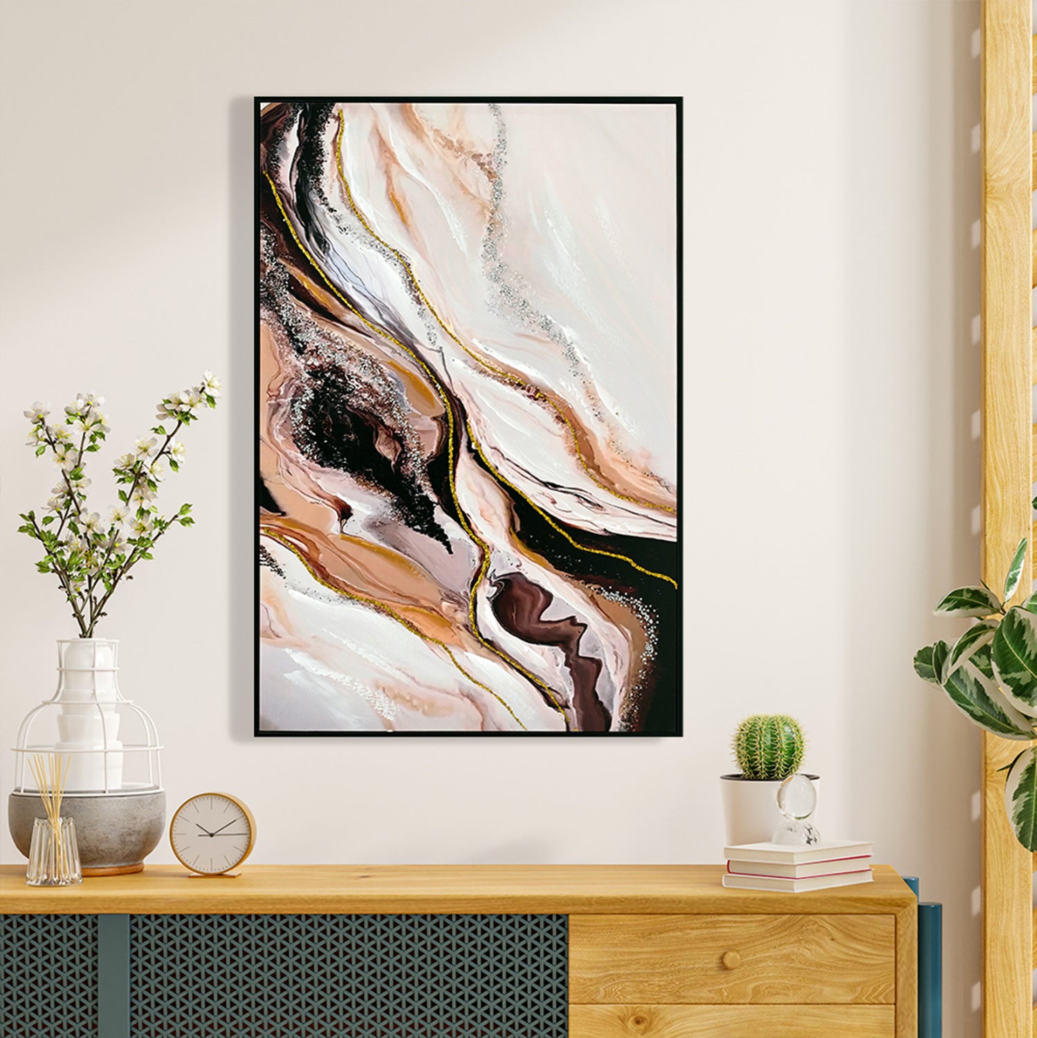 WALL PAINTING HM4560 BLACK PS FRAME-PRINTED CANVAS ABSTRACT 62x4x92Hcm.