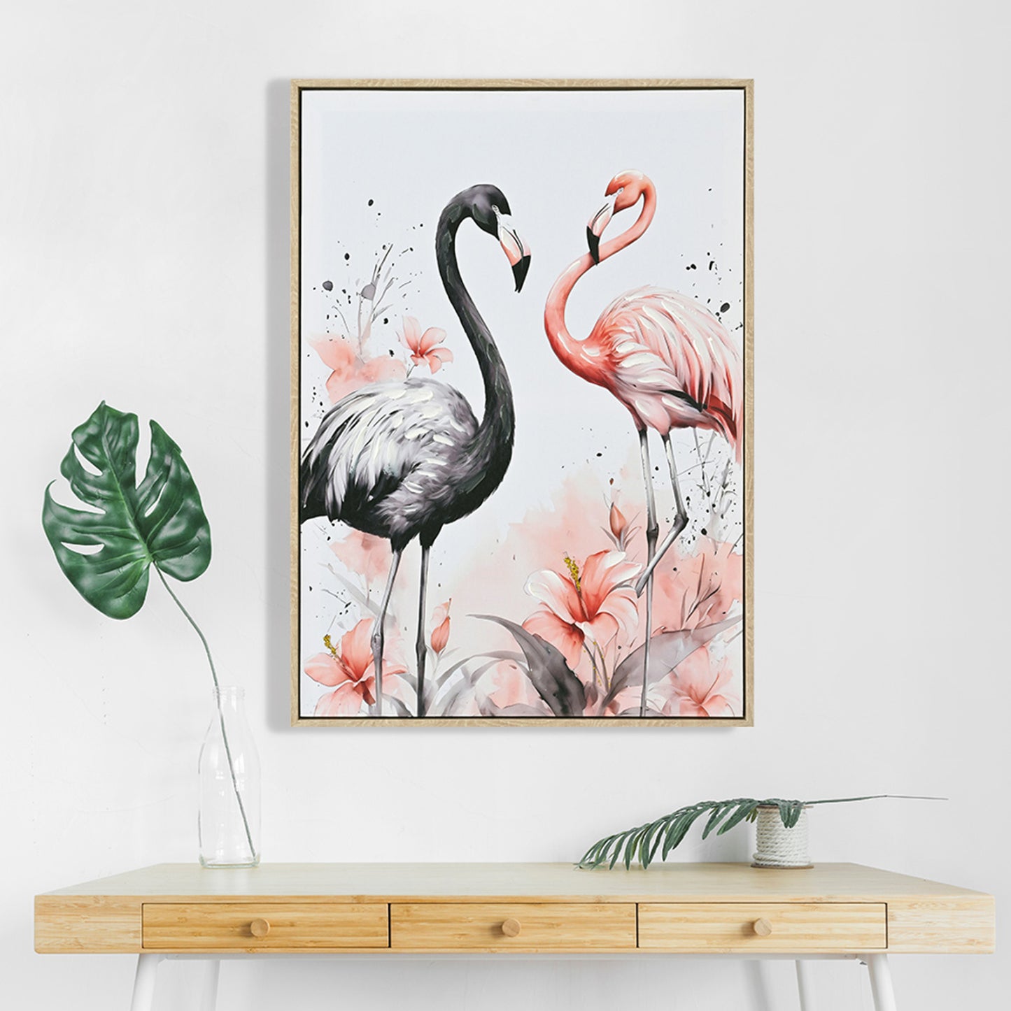 WALL PAINTING FLAMINGOS HM4562 BEIGE PS FRAME-PRINTED CANVAS 52.5x2.8x72.5Hcm.