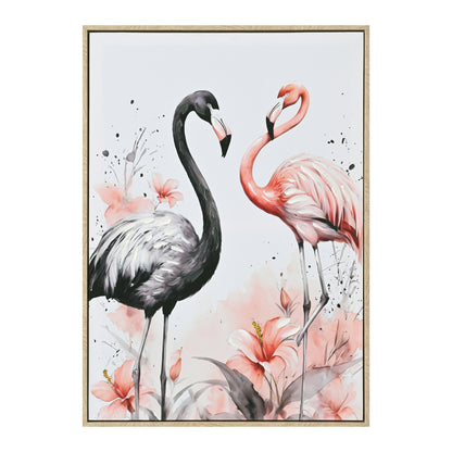 WALL PAINTING FLAMINGOS HM4562 BEIGE PS FRAME-PRINTED CANVAS 52.5x2.8x72.5Hcm.