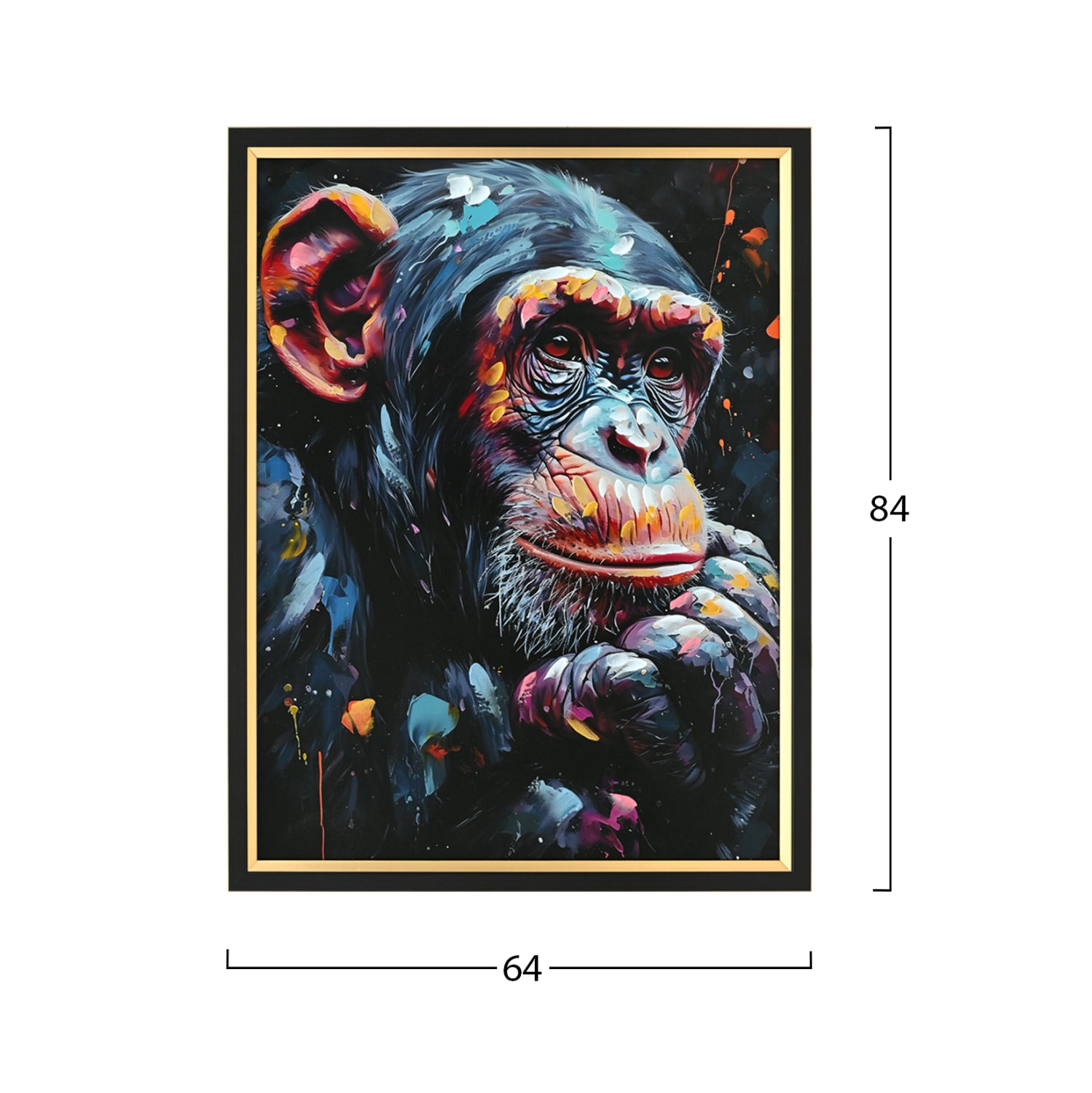 WALL PAINTING SIMIA HM4563 BLACK PS FRAME-PRINTED CANVAS MONKEY 64x4.5x84Hcm.