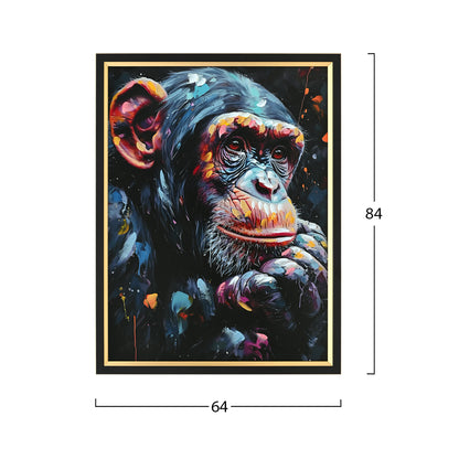 WALL PAINTING SIMIA HM4563 BLACK PS FRAME-PRINTED CANVAS MONKEY 64x4.5x84Hcm.
