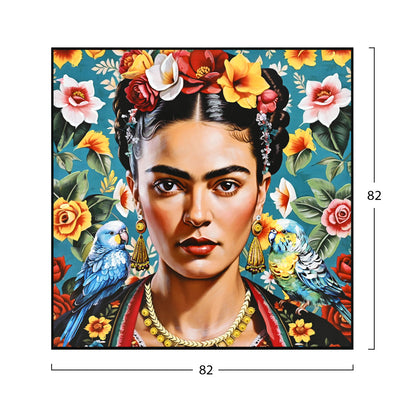 WALL PAINTING PARROTS HM4567 BLACK PS FRAME-PRINTED CANVAS WOMAN FACE & PARROTS 82x4,5x82Hcm.