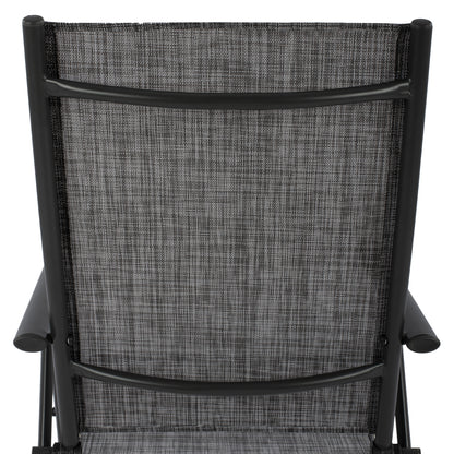 Folding Armchair 7seats Metallic Grey with Grey Textline HM5700.01 55x70x103 cm.