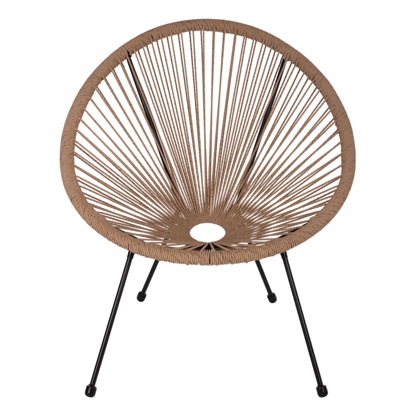 ARMCHAIR ACAPULCO NEST-TYPE BLACK METAL & RATTAN NATURAL HM5871.01 70x73x79Hcm.