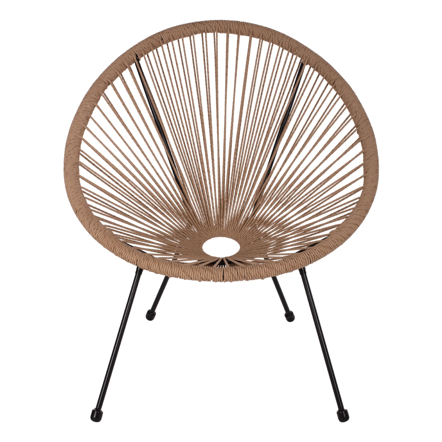 ARMCHAIR ACAPULCO NEST-TYPE BLACK METAL & RATTAN NATURAL HM5871.01 70x73x79Hcm.