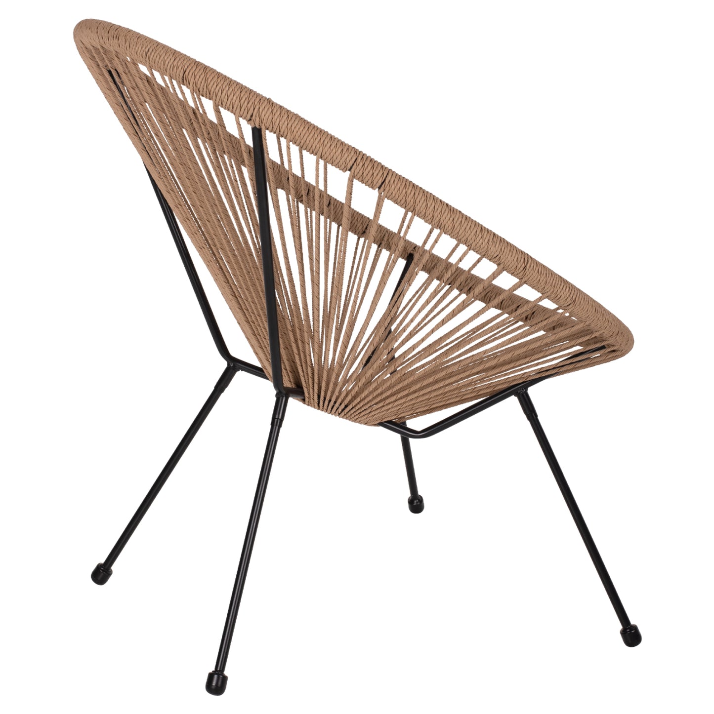 ARMCHAIR ACAPULCO NEST-TYPE BLACK METAL & RATTAN NATURAL HM5871.01 70x73x79Hcm.