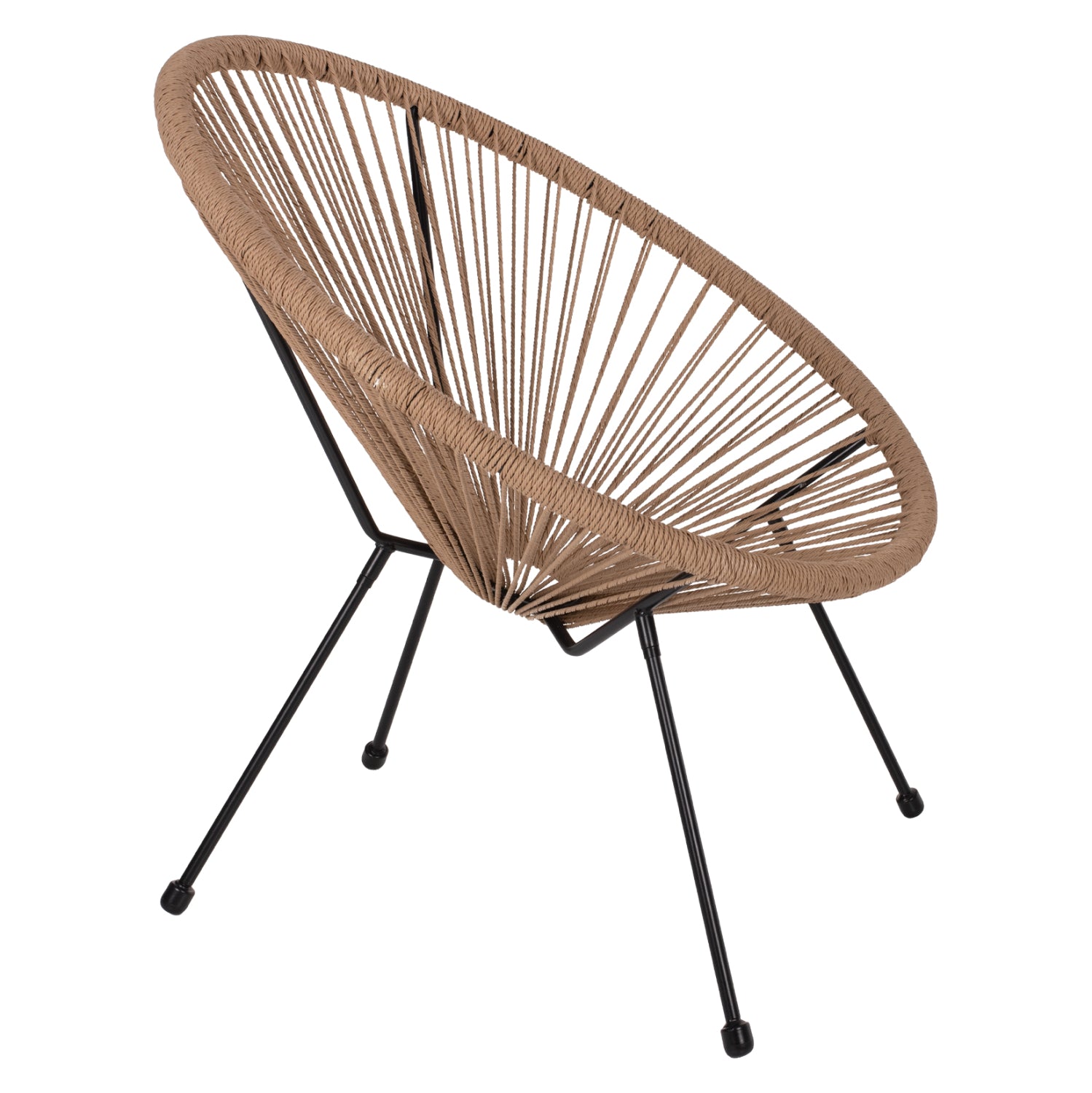 ARMCHAIR ACAPULCO NEST-TYPE BLACK METAL & RATTAN NATURAL HM5871.01 70x73x79Hcm.