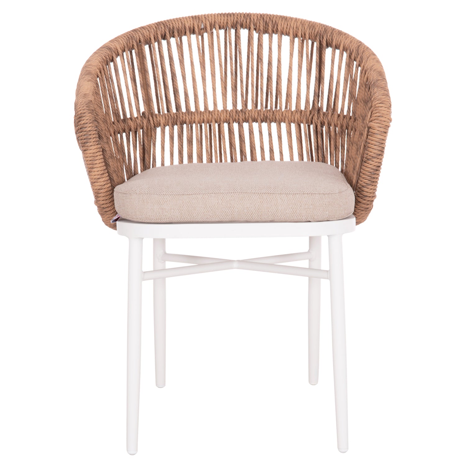 ALUMINUM ARMCHAIR ORIN HM6265.02 WHITE-P.E. RATTAN NATURAL-BEIGE CUSHION 58x61x75Hcm.