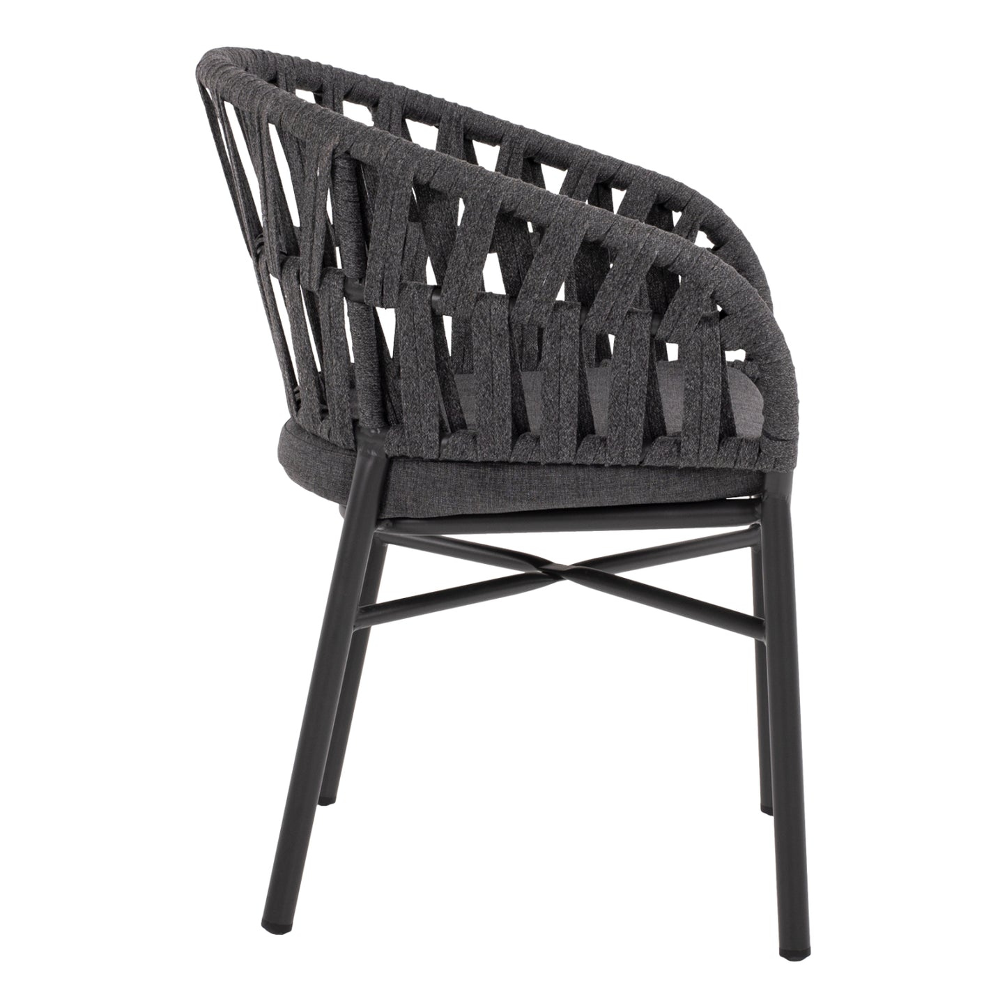 ARMCHAIR ALUMINUM DARK GREY WITH ROPE DARK GREY  HM5857.01 57x56x78Η cm.