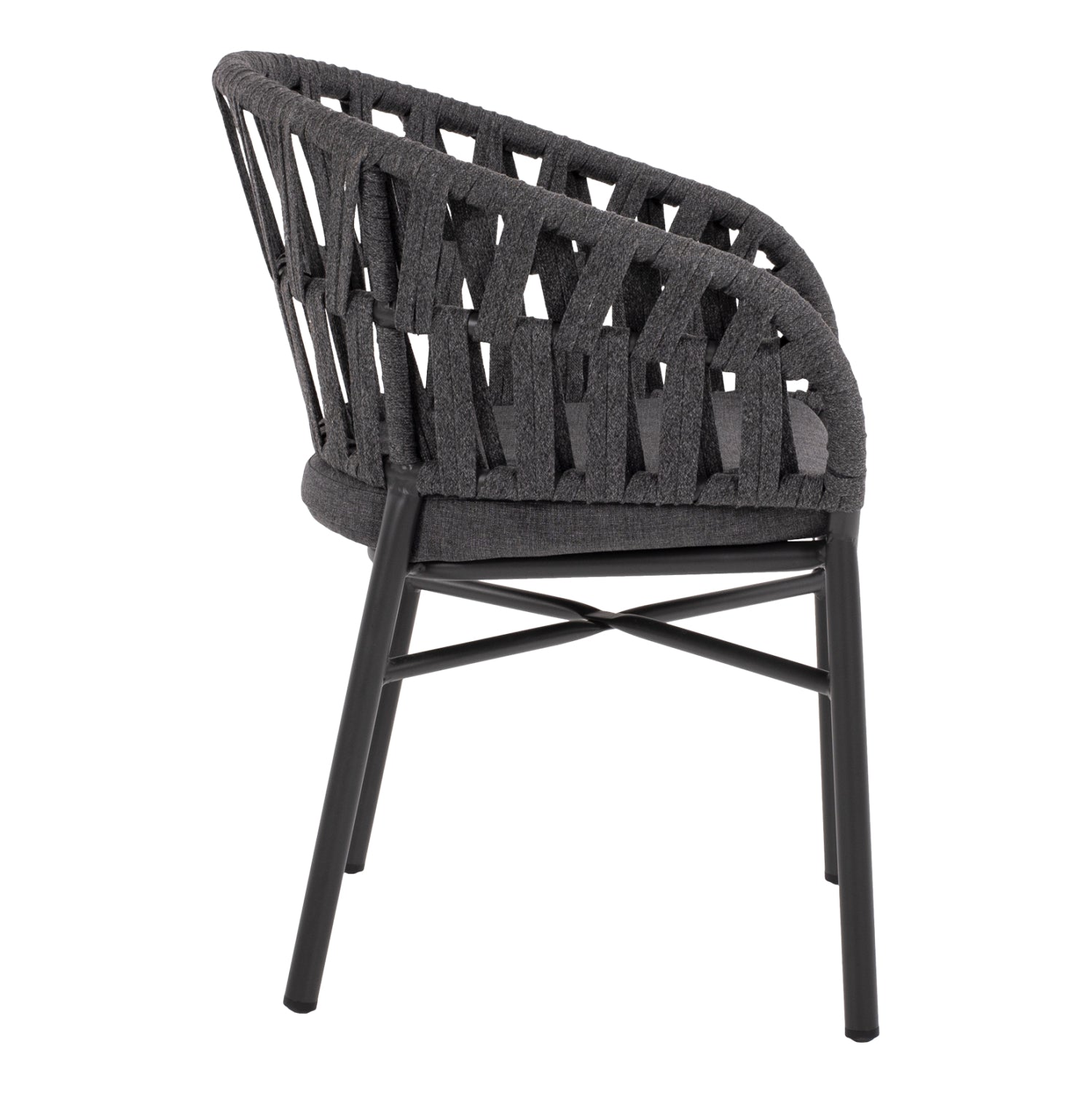 ARMCHAIR ALUMINUM DARK GREY WITH ROPE DARK GREY  HM5857.01 57x56x78Η cm.