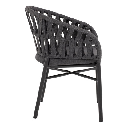 ARMCHAIR ALUMINUM DARK GREY WITH ROPE DARK GREY  HM5857.01 57x56x78Η cm.