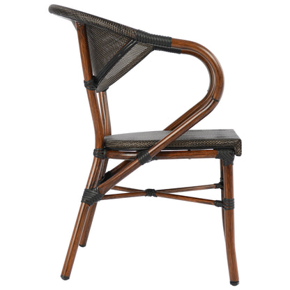Armchair Aluminum Bamboo Look Brown with textline HM5025 60,5x59x81Η cm