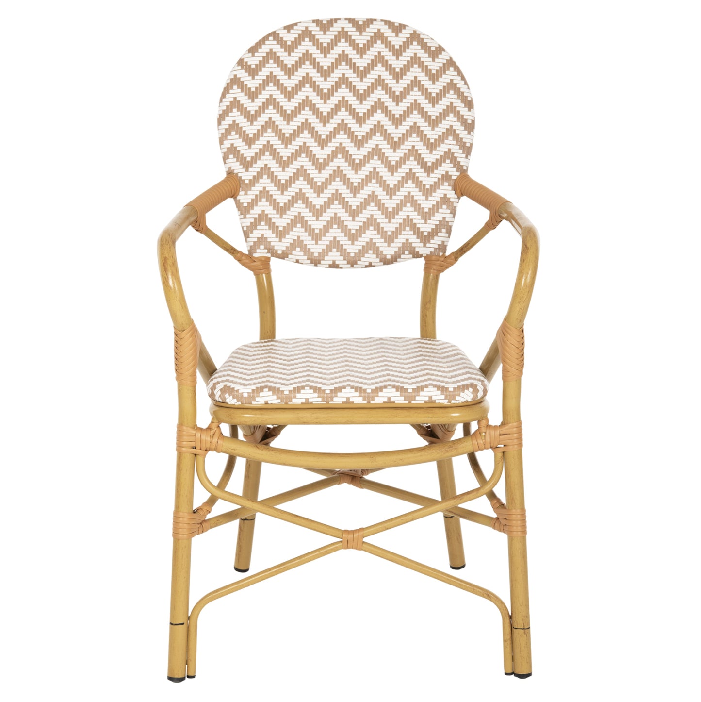 ARMCHAIR ALUMINUM HM5928.03 BAMBOO LOOK WITH TEXTLINE- NATURAL &WHITE 55x58x95Hcm.