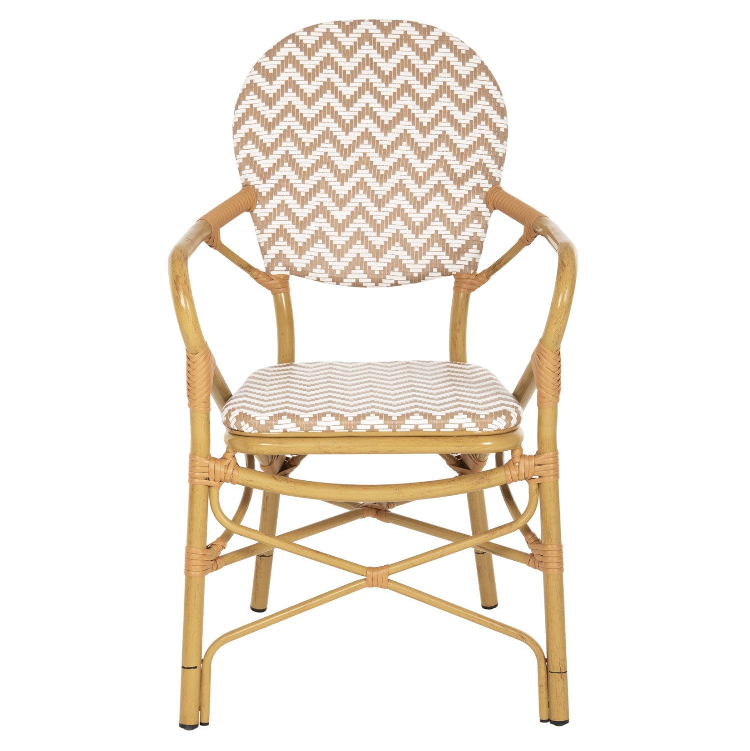 ARMCHAIR ALUMINUM HM5928.03 BAMBOO LOOK WITH TEXTLINE- NATURAL &WHITE 55x58x95Hcm.