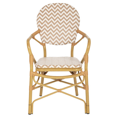 ARMCHAIR ALUMINUM HM5928.03 BAMBOO LOOK WITH TEXTLINE- NATURAL &WHITE 55x58x95Hcm.