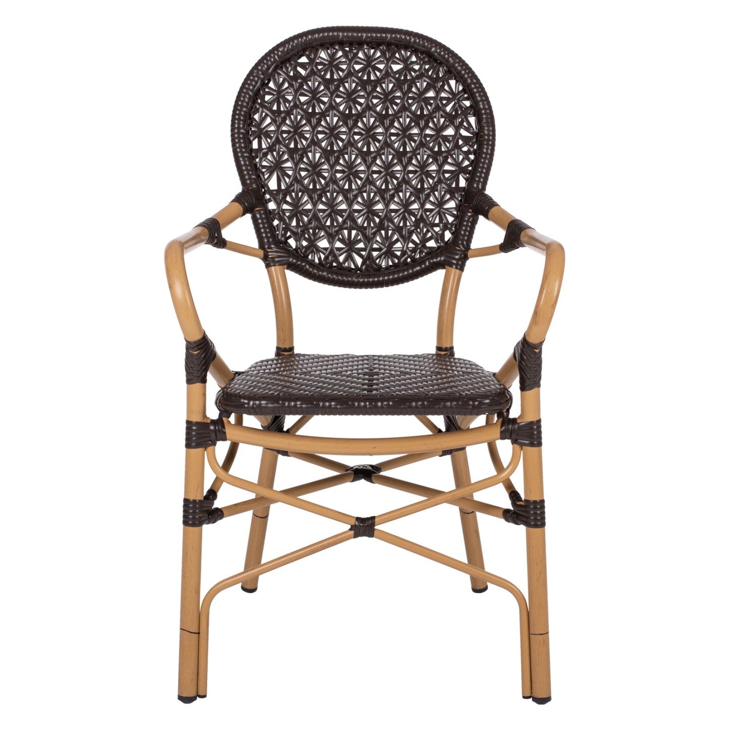 ARMCHAIR ALUMINUM HM5926.01 BROWN BAMBOO LOOK AND BROWN PE RATTAN 56x62x95Hcm.