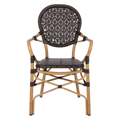 ARMCHAIR ALUMINUM HM5926.01 BROWN BAMBOO LOOK AND BROWN PE RATTAN 56x62x95Hcm.