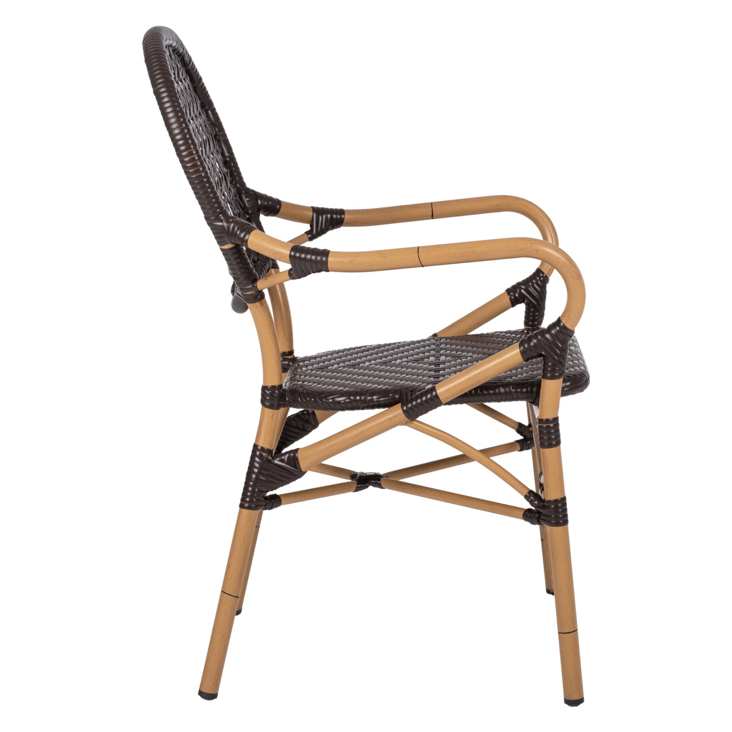 ARMCHAIR ALUMINUM HM5926.01 BROWN BAMBOO LOOK AND BROWN PE RATTAN 56x62x95Hcm.