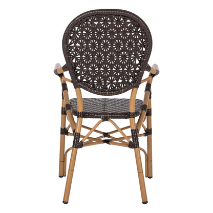 ARMCHAIR ALUMINUM HM5926.01 BROWN BAMBOO LOOK AND BROWN PE RATTAN 56x62x95Hcm.