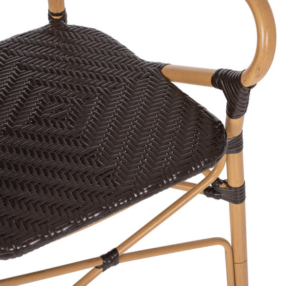 ARMCHAIR ALUMINUM HM5926.01 BROWN BAMBOO LOOK AND BROWN PE RATTAN 56x62x95Hcm.