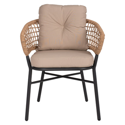 ARMCHAIR ALUMINUM DARK GREY PROFESSIONAL RATTAN AND CUSHIONS BEIGE HM5863.01 60x56x84 cm.