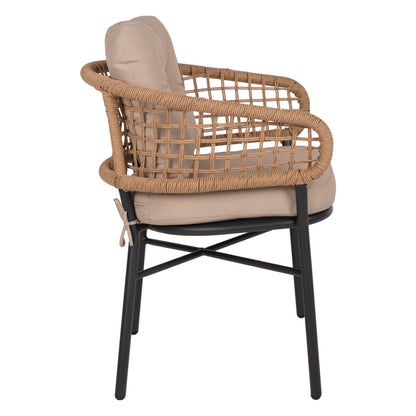ARMCHAIR ALUMINUM DARK GREY PROFESSIONAL RATTAN AND CUSHIONS BEIGE HM5863.01 60x56x84 cm.