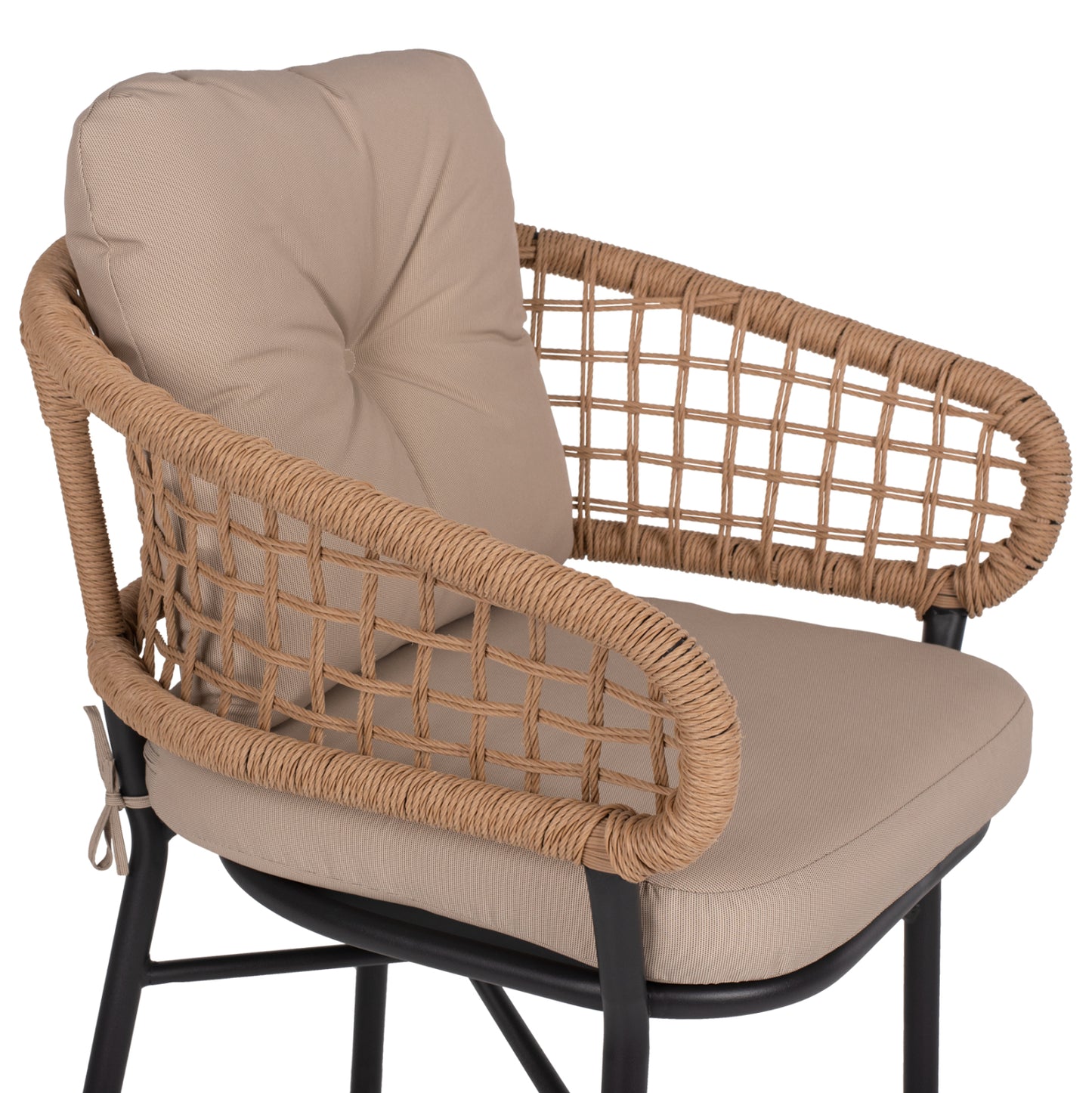 ARMCHAIR ALUMINUM DARK GREY PROFESSIONAL RATTAN AND CUSHIONS BEIGE HM5863.01 60x56x84 cm.
