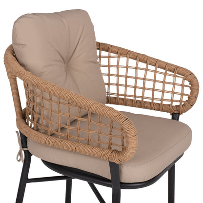 ARMCHAIR ALUMINUM DARK GREY PROFESSIONAL RATTAN AND CUSHIONS BEIGE HM5863.01 60x56x84 cm.