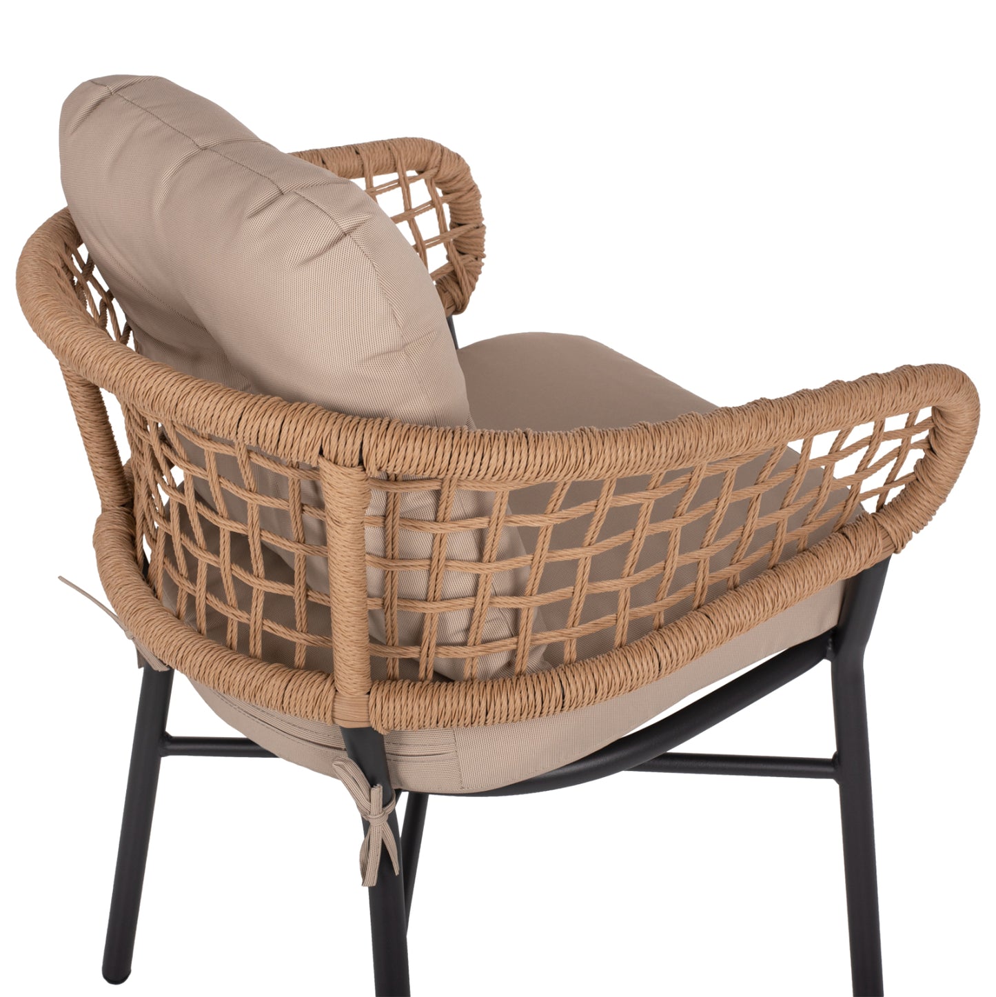 ARMCHAIR ALUMINUM DARK GREY PROFESSIONAL RATTAN AND CUSHIONS BEIGE HM5863.01 60x56x84 cm.