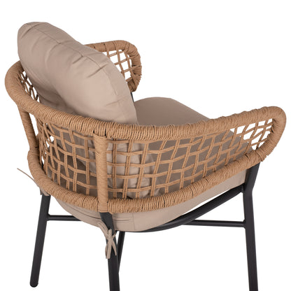 ARMCHAIR ALUMINUM DARK GREY PROFESSIONAL RATTAN AND CUSHIONS BEIGE HM5863.01 60x56x84 cm.