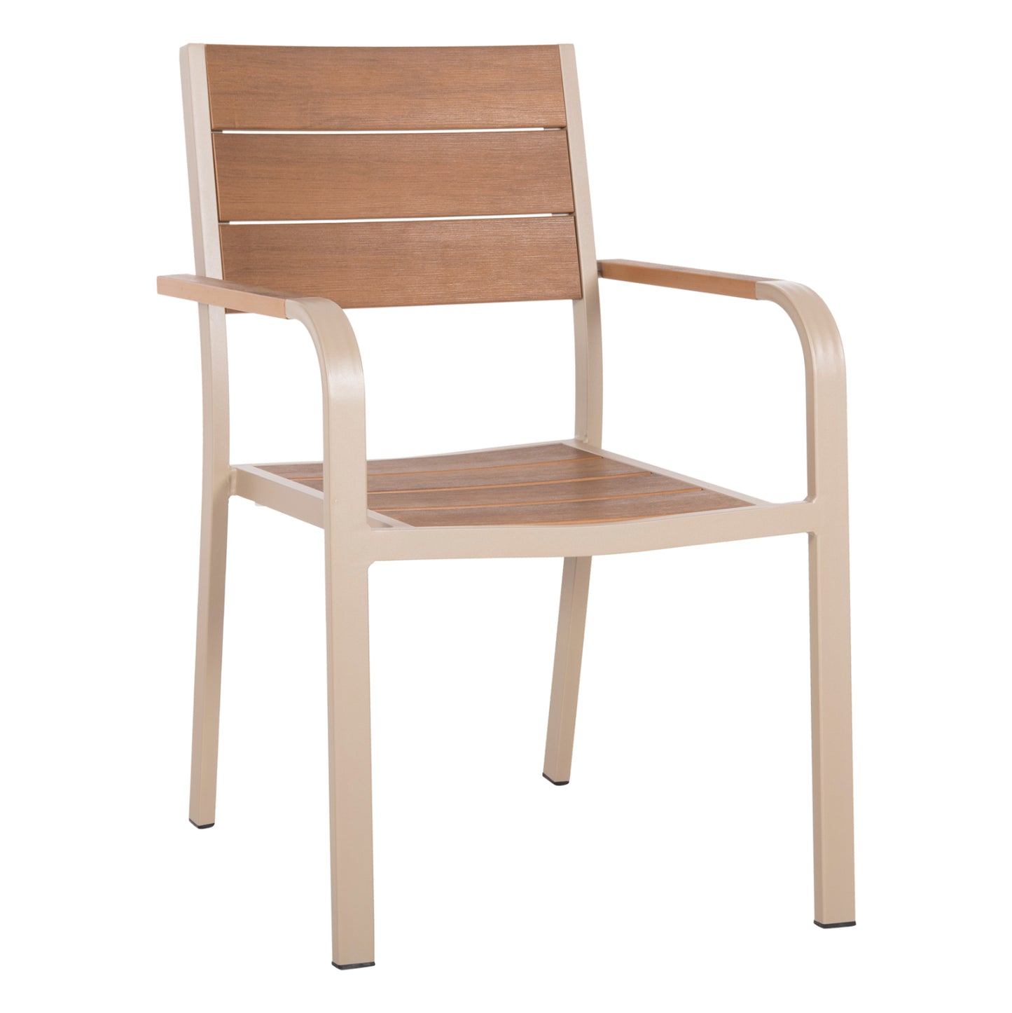 ARMCHAIR ALUMINUM SAGA HM5127.04 CHAMPAGNE-COLORED WITH POLYWOOD SEAT AND BACKREST 55x52x86Hcm.