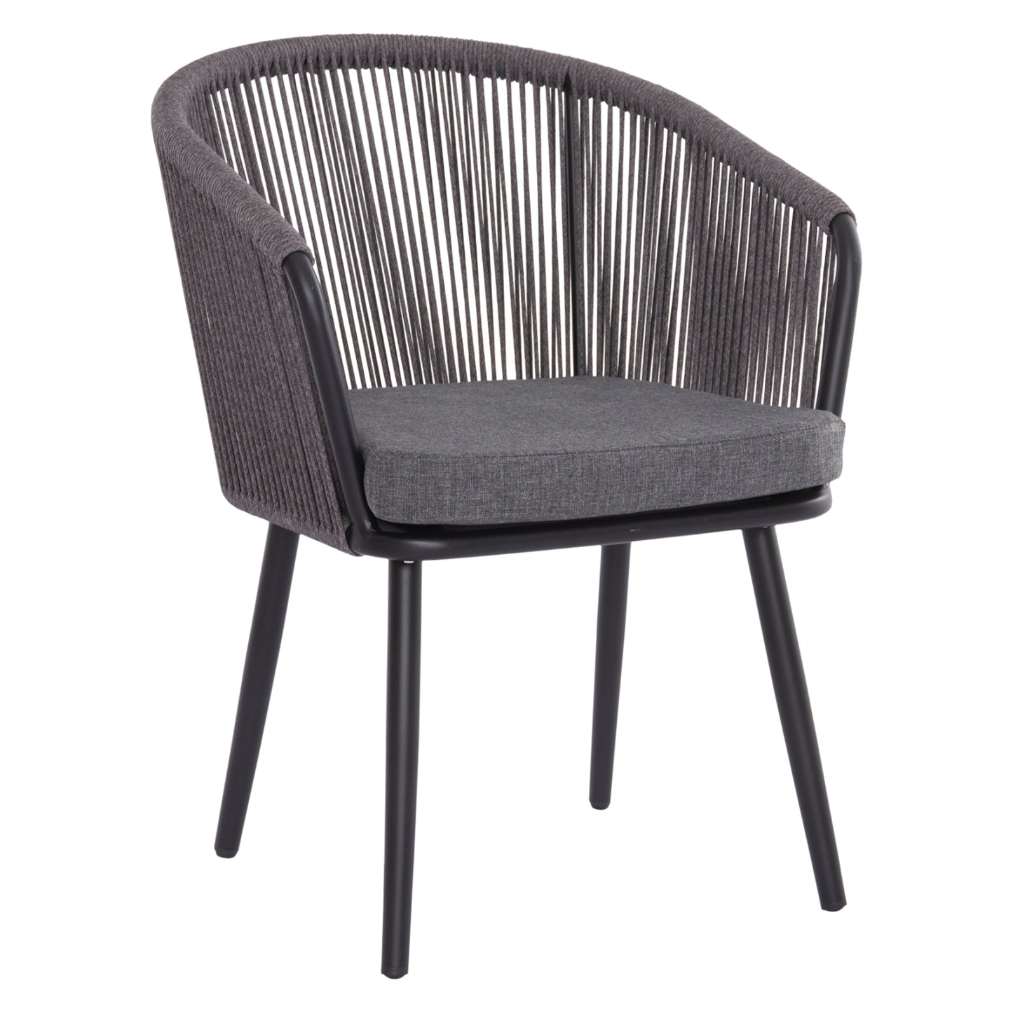 DINING CHAIR HARRIET HM5548.13 ALUMINUM BLACK FRAME-ANTHRACITE P.E.ROPE & CUSHION 60x62x80,5Hcm.