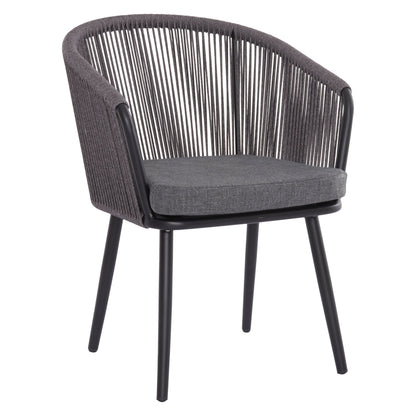 DINING CHAIR HARRIET HM5548.13 ALUMINUM BLACK FRAME-ANTHRACITE P.E.ROPE & CUSHION 60x62x80,5Hcm.