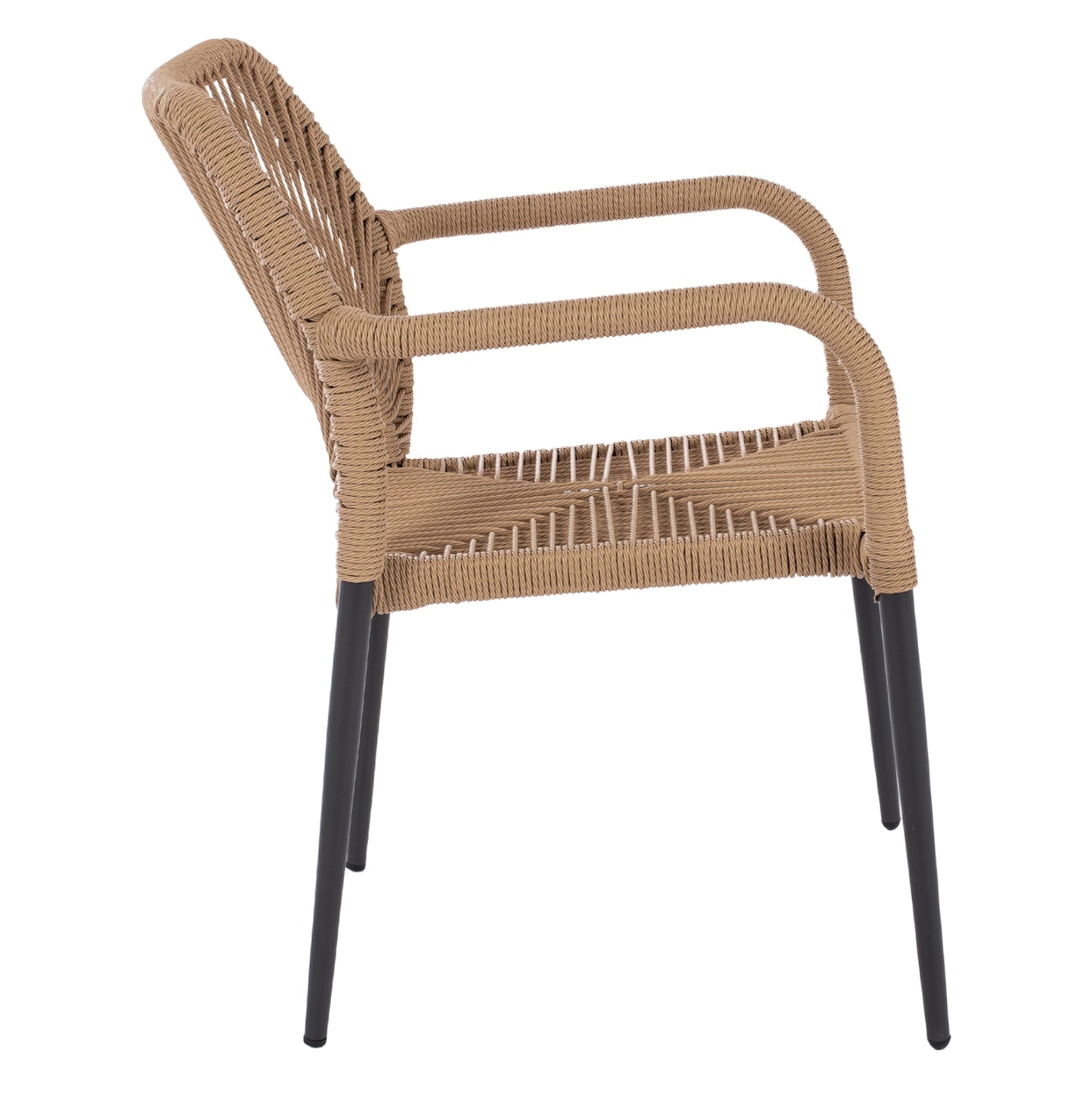 ALUMINUM ARMCHAIR NOJO HM5771.02 GREY WITH BEIGE P.E.TWIST RATTAN 55x63x82Hcm.